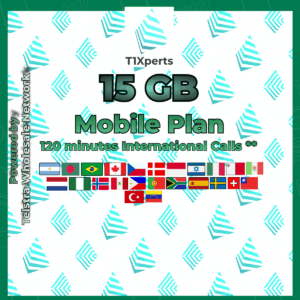 Home T1Xperts Mobile Plan 15GB – 120 Minutes International Calls & Texts, No Top-Up
