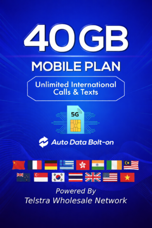 t1xperts 5g mobile plan 29gb auto top up unlimited calls & texts* to selected countries*
