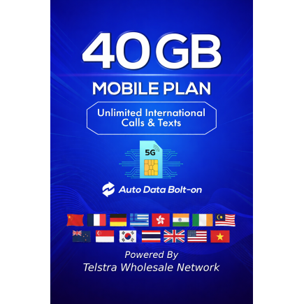 t1xperts 5g mobile plan 29gb auto top up unlimited calls & texts* to selected countries*