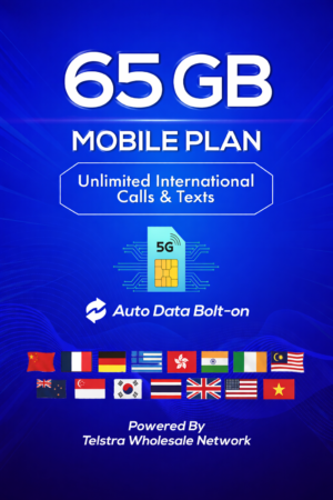 t1xperts 5g mobile plan 29gb auto top up unlimited calls & texts* to selected countries*