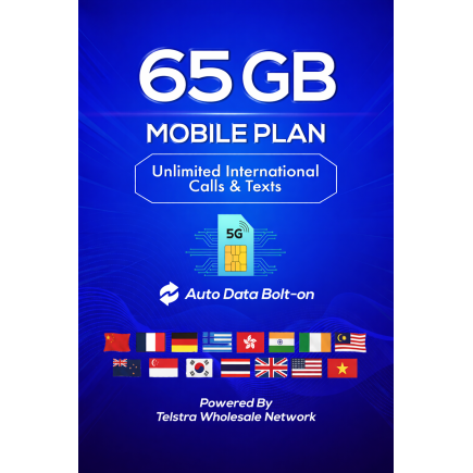 t1xperts 5g mobile plan 29gb auto top up unlimited calls & texts* to selected countries*