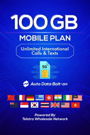t1xperts 5g mobile plan 29gb auto top up unlimited calls & texts* to selected countries*