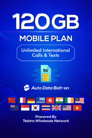 t1xperts 5g mobile plan 29gb auto top up unlimited calls & texts* to selected countries*
