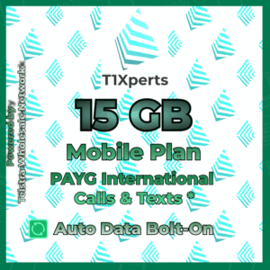 Home T1Xperts Mobile Plan 15GB – Pay As You Go International Calls & Texts, Auto Top-Up